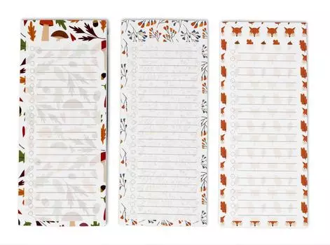 Inkdotpot Pack из 3 магнитных блокнотов со списком дел на холодильник, магнитные блокноты для холодильника, дизайн листьев (50 листов 8.75x3.8 Inches разноцветный