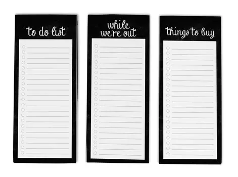 Inkdotpot Pack из 3 магнитных блокнотов со списком дел на холодильник - магнитные блокноты для холодильника- (50 листов 8.75x3.8 cm чёрный