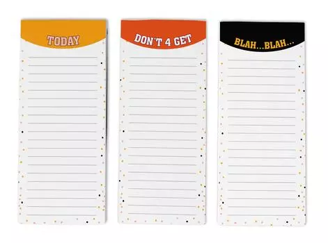 Inkdotpot Pack из 3 магнитных блокнотов со списком дел на холодильник - магнитные блокноты для холодильника- (50 листов 8.75x3.8 cm темно-желтого