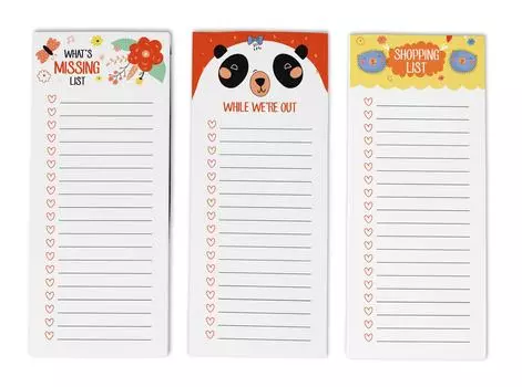 Inkdotpot Pack из 3 магнитных блокнотов со списком дел на холодильник - магнитные блокноты для холодильника- (50 листов 8.75x3.8 cm красный