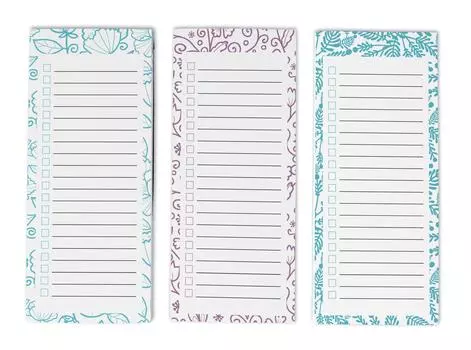 Inkdotpot Pack из 3 магнитных блокнотов со списком дел на холодильник - магнитные блокноты для холодильника- (50 листов 8.75x3.8 cm бирюзовый синий