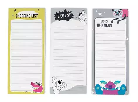 Inkdotpot Pack из 3 магнитных блокнотов со списком дел на холодильник - магнитные блокноты для холодильника- (50 листов 8.75x3.8 cm зеленый лайм