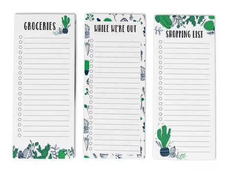 Inkdotpot Pack из 3 магнитных блокнотов со списком дел на холодильник - магнитные блокноты для холодильника- (50 листов 8.75x3.8 cm зелёный