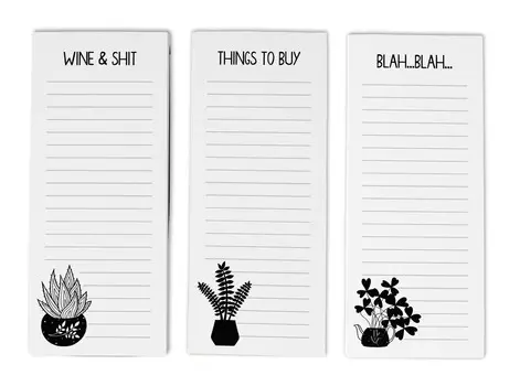 Inkdotpot Pack из 3 магнитных блокнотов со списком дел на холодильник - магнитные блокноты для холодильника- (50 листов 8.75x3.8 cm чёрный