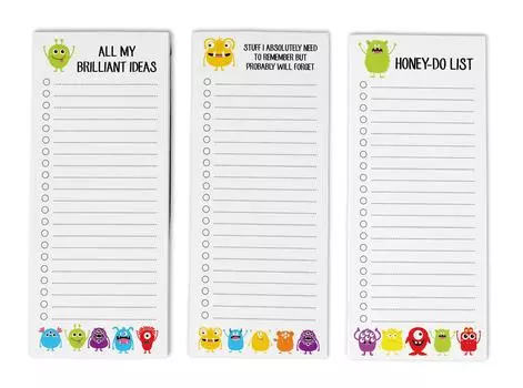 Inkdotpot Pack из 3 магнитных блокнотов со списком дел на холодильник - магнитные блокноты для холодильника- (50 листов 8.75x3.8 cm светло-зеленый