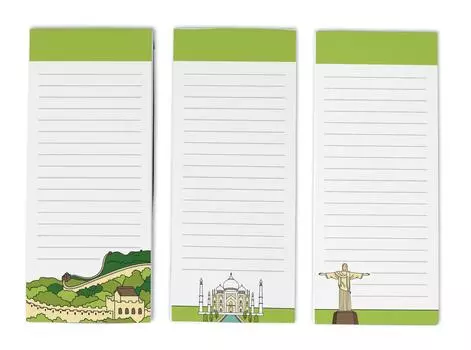 Inkdotpot Pack из 3 магнитных блокнотов со списком дел на холодильник - магнитные блокноты для холодильника- (50 листов 8.75x3.8 cm светло-зеленый