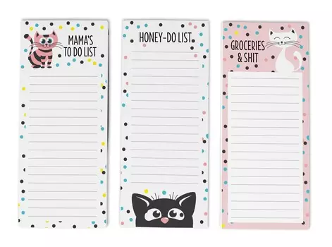 Inkdotpot Pack из 3 магнитных блокнотов со списком дел на холодильник - магнитные блокноты для холодильника- (50 листов 8.75x3.8 cm роза розовый