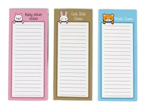 Inkdotpot Pack из 3 магнитных блокнотов со списком дел на холодильник - магнитные блокноты для холодильника- (50 листов 8.75x3.8 cm роза розовый