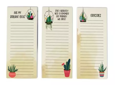 Inkdotpot Pack из 3 магнитных блокнотов со списком дел на холодильник - магнитные блокноты для холодильника- (50 листов 8.75x3.8 cm бежевый