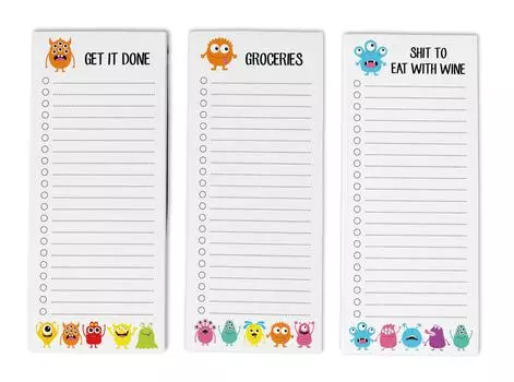 Inkdotpot Pack из 3 магнитных блокнотов со списком дел на холодильник - магнитные блокноты для холодильника- (50 листов 8.75x3.8 cm оранжевый