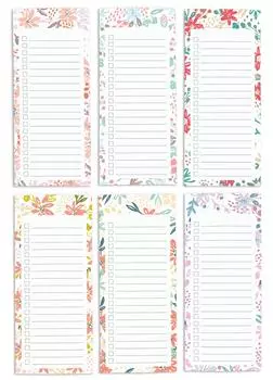 Inkdotpot Pack из 6 забавных магнитных списков для сухого стирания для холодильника, Wipe Clean w NoStain, быстрые заметки Список покупок и продуктов Белая доска для холодильника 8.75x3.8 cm разноцветный