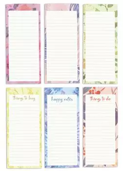 Inkdotpot Pack из 6 забавных магнитных списков для сухого стирания для холодильника, Wipe Clean w NoStain, быстрые заметки Список покупок и продуктов Белая доска для холодильника 8.75x3.8 cm разноцветный