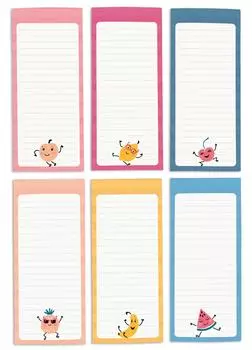 Inkdotpot Pack из 6 забавных магнитных списков для сухого стирания для холодильника, Wipe Clean w NoStain, быстрые заметки Список покупок и продуктов Белая доска для холодильника 8.75x3.8 cm разноцветный