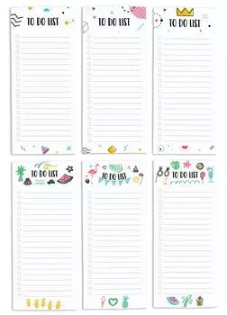 Inkdotpot Pack из 6 забавных магнитных списков для сухого стирания для холодильника, Wipe Clean w NoStain, быстрые заметки Список покупок и продуктов Белая доска для холодильника 8.75x3.8 cm белый