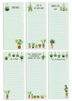 Inkdotpot Pack из 6 забавных магнитных списков для сухого стирания для холодильника, Wipe Clean w NoStain, быстрые заметки Список покупок и продуктов Белая доска для холодильника 8.75x3.8 cm мятный зеленый