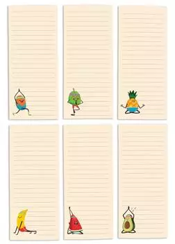 Inkdotpot Pack из 6 забавных магнитных списков для сухого стирания для холодильника, Wipe Clean w NoStain, быстрые заметки Список покупок и продуктов Белая доска для холодильника 8.75x3.8 cm светло-бежевый