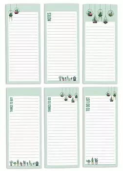 Inkdotpot Pack из 6 забавных магнитных списков для сухого стирания для холодильника, Wipe Clean w NoStain, быстрые заметки Список покупок и продуктов Белая доска для холодильника 8.75x3.8 cm мятный зеленый