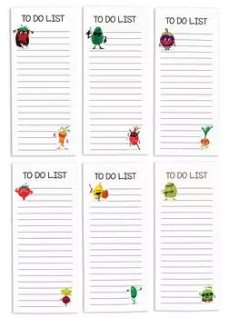 Inkdotpot Pack из 6 забавных магнитных списков для сухого стирания для холодильника, Wipe Clean w NoStain, быстрые заметки Список покупок и продуктов Белая доска для холодильника 8.75x3.8 cm белый