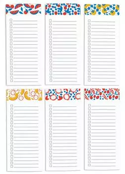 Inkdotpot Pack из 6 забавных магнитных списков для сухого стирания для холодильника, Wipe Clean w NoStain, быстрые заметки Список покупок и продуктов Белая доска для холодильника 8.75x3.8 cm средний синий