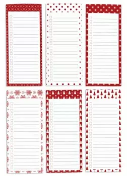 Inkdotpot Pack из 6 забавных магнитных списков для сухого стирания для холодильника, Wipe Clean w NoStain, быстрые заметки Список покупок и продуктов Белая доска для холодильника 8.75x3.8 cm красный