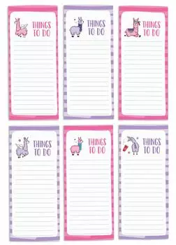 Inkdotpot Pack из 6 забавных магнитных списков для сухого стирания для холодильника, Wipe Clean w NoStain, быстрые заметки Список покупок и продуктов Белая доска для холодильника 8.75x3.8 cm розовый