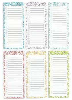 Inkdotpot Pack из 6 забавных магнитных списков для сухого стирания для холодильника, Wipe Clean w NoStain, быстрые заметки Список покупок и продуктов Белая доска для холодильника 8.75x3.8 cm разноцветный