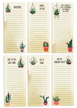 Inkdotpot Pack из 6 забавных магнитных списков для сухого стирания для холодильника, Wipe Clean w NoStain, быстрые заметки Список покупок и продуктов Белая доска для холодильника 8.75x3.8 cm светло-бежевый