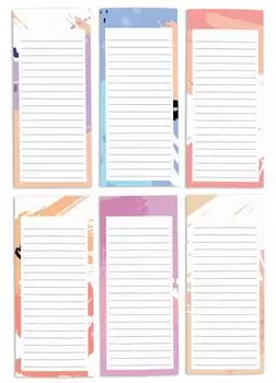 Inkdotpot Pack из 6 забавных магнитных списков для сухого стирания для холодильника, Wipe Clean w NoStain, быстрые заметки Список покупок и продуктов Белая доска для холодильника 8.75x3.8 cm разноцветный