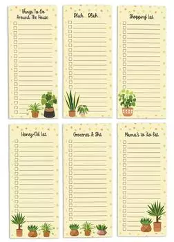 Inkdotpot Pack из 6 забавных магнитных списков для сухого стирания для холодильника, Wipe Clean w NoStain, быстрые заметки Список покупок и продуктов Белая доска для холодильника 8.75x3.8 cm бежевый