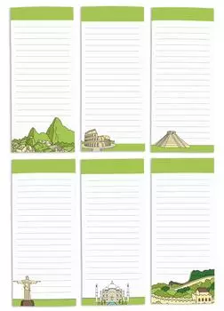 Inkdotpot Pack из 6 забавных магнитных списков для сухого стирания для холодильника, Wipe Clean w NoStain, быстрые заметки Список покупок и продуктов Белая доска для холодильника 8.75x3.8 cm светло-зеленый