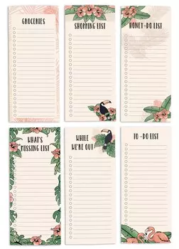 Inkdotpot Pack из 6 забавных магнитных списков для сухого стирания для холодильника, Wipe Clean w NoStain, быстрые заметки Список покупок и продуктов Белая доска для холодильника 8.75x3.8 cm светло-бежевый