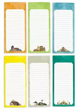 Inkdotpot Pack из 6 забавных магнитных списков для сухого стирания для холодильника, Wipe Clean w NoStain, быстрые заметки Список покупок и продуктов Белая доска для холодильника 8.75x3.8 cm разноцветный