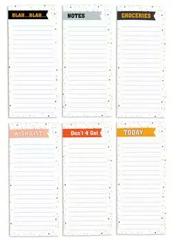 Inkdotpot Pack из 6 забавных магнитных списков для сухого стирания для холодильника, Wipe Clean w NoStain, быстрые заметки Список покупок и продуктов Белая доска для холодильника 8.75x3.8 cm разноцветный