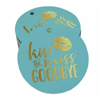 Inkdotpot Pack Of 100 Kiss The Miss Goodbye Wedding Shower Favor Paper Tags Craft Real Gold Foil Hang 50 Gold Foil Tags аква голубой