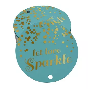 Inkdotpot Pack Of 100 Let Love Sparkle Wedding Favor Paper Tags Craft Real Gold Foil Hang 50 Gold Foil Tags аква голубой