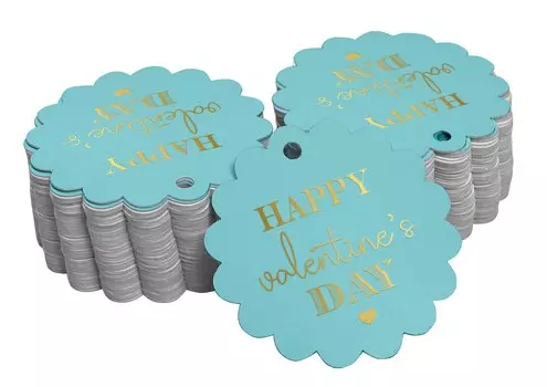 Inkdotpot Pack Of 100 Real Gold Foil Paper Tags Happy Valentine s Day Valentine Favor Hang 50 Gold Foil Tags аква голубой
