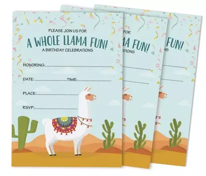 Inkdotpot Pack Of 30 Birthday Invitations, Boys or Girls Fill-In Style Invite, Children or Toddlers Baby First or 1st Bday 5 x 7 Inches чёрный