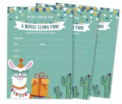 Inkdotpot Pack Of 30 Birthday Invitations, Boys or Girls Fill-In Style Invite, Children or Toddlers Baby First or 1st Bday 5 x 7 Inches чёрный