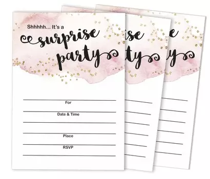 Inkdotpot Pack Of 30 Surprise Party Birthday Invitations With Envelopes 5 x 7 Inches чёрный