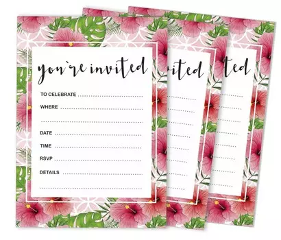 Inkdotpot Pack Of 30, You re Invited Invitations With Envelopes, Floral Invites for Your Wedding, Bridal Shower, Baby Shower, Birthday Invites 5 x 7 Inches чёрный