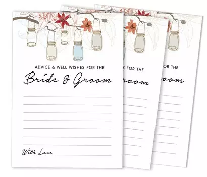 Inkdotpot Pack Of 50 Advice Cards, Advice & Well Wishes For The Bride and Groom, Mr and Mrs Wedding Game Activity 5x7 inches 5 x 7 Inches чёрный