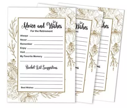 Inkdotpot Pack of 50 Advice & Wishes for Retirement Party, Game Activity for Retirement Party Celebration, Guestbook Alternative 5X7 inches 5 x 7 Inches чёрный