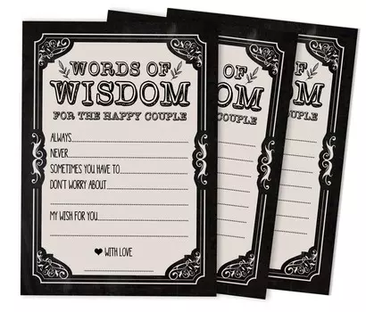 Inkdotpot Pack of 50 Black Rustic Advice Cards, Wishes for The Bride and Groom, Couple Mad Libs Wedding Game Activity 5x7 inches 5 x 7 Inches чёрный