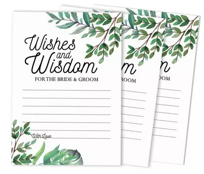 Inkdotpot Pack of 50 Greenery Advice Cards, Wishes & Wisdom for The Bride and Groom, Wedding Mad Libs Game Activity 5x7 inches 5 x 7 Inches чёрный