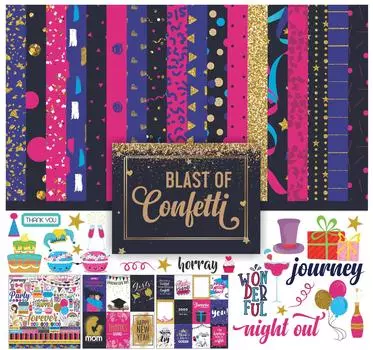 Inkdotpot Party Confetti Theme Collection Двухсторонний набор бумаги для скрапбукинга Карточки 12 x 12 Бумага для изготовления карт 12 x12 разноцветный