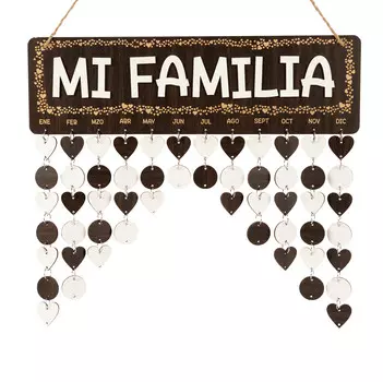 Inkdotpot Perpetual Wall Calendar Wooden, Dates To Remember Настенный календарь на день рождения - декоративный трекер на день рождения 16x4.7 коричневый