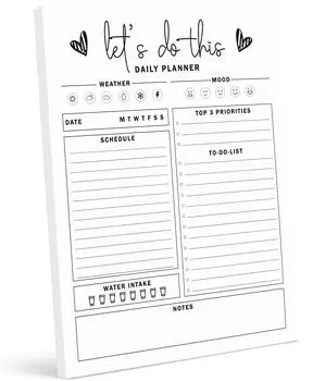 Inkdotpot Personal Planner Organizer, рабочий журнал для дома и офиса - 50 недатированных страниц для ежедневных задач - отрывной блокнот 5.8 x 8.2 белый