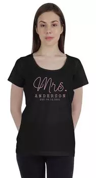 Inkdotpot Персонализированная женская футболка Top Mrs Wedding Announcement Shirt-2S S зелёный
