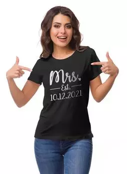 Inkdotpot Персонализированная женская футболка Top Mrs Wedding Announcement Shirt-G9 S чёрный