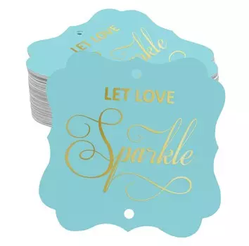 Inkdotpot повесить бирки Let Love Sparkle Wedding Favor Brab Shape Gift Tags Real Gold Foil Bonbonniere Tag Pack Of 50 Gold Foil Tags аква голубой